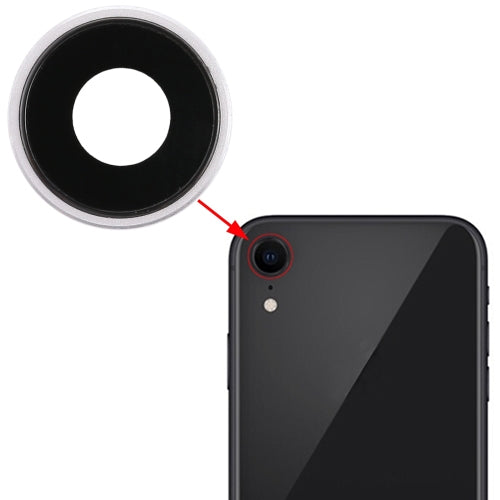 Lunette de caméra arrière avec cache d'objectif pour iPhone XR (blanc)