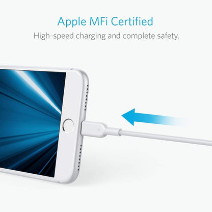 ANKER PowerLine II USB to 8 Pin MFI Certificated Charging Data Cable, Length: 0.9m(White) - MFI Cable by ANKER | Online Shopping UK | buy2fix