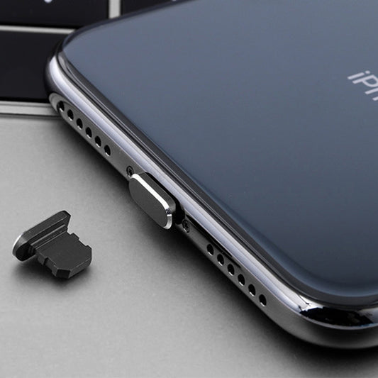 2pcs Universal 8 Pin Charging Port Metal Anti-Dust Plug for iPhone(Black) - Anti-dust & Ear Caps by buy2fix | Online Shopping UK | buy2fix