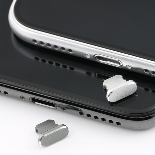 2pcs Universal 8 Pin Charging Port Metal Anti-Dust Plug for iPhone(Grey) - Anti-dust & Ear Caps by buy2fix | Online Shopping UK | buy2fix