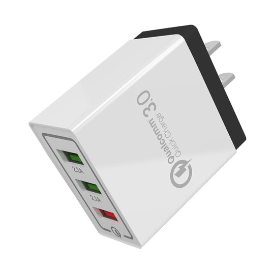 AR-QC-03 2.1A 3 USB Ports Quick Charger Travel Charger, US Plug(Black) - USB Charger by buy2fix | Online Shopping UK | buy2fix