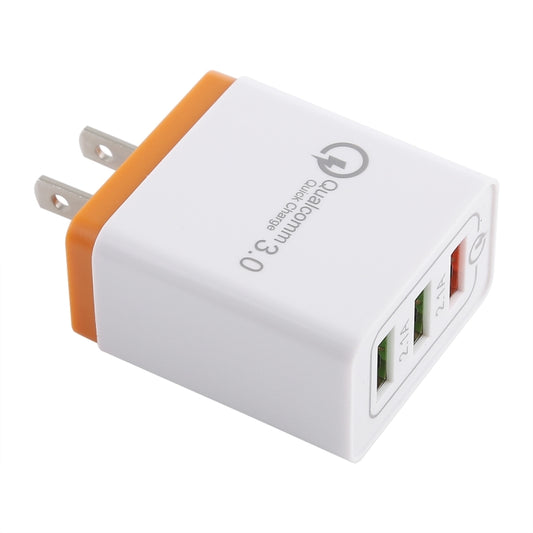 AR-QC-03 2.1A 3 USB Ports Quick Charger Travel Charger, US Plug (Orange) - USB Charger by buy2fix | Online Shopping UK | buy2fix