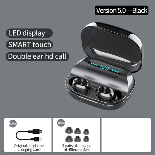 263 TWS CVC8.0 Noise Cancelling Bluetooth Earphone with Charging Box, Support Touch & Three-screen LED Battery Display & Phone Holder & Power Bank & HD Call & Voice Assistant(Black) by buy2fix