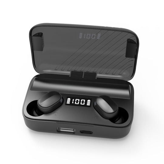 Écouteur Bluetooth A9 TWS CVC8.0 et DSP à double suppression de bruit avec boîtier de chargement magnétique et affichage numérique LED, prise en charge des appels tactiles et HD, Siri et banque d'alimentation (noir)