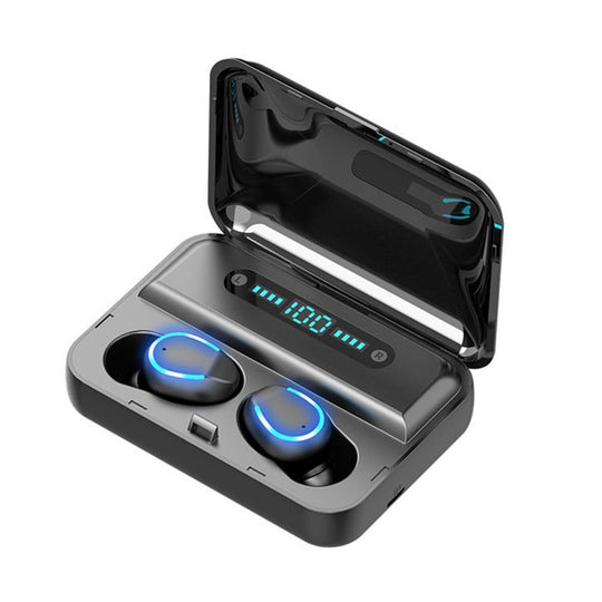 F9-5 Intelligent Noise Cancelling Touch Bluetooth Earphone with Charging Box, Supports Three-screen LED Power Display & HD Call & Power Bank & Siri(Black)