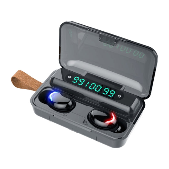Écouteur Bluetooth à réduction de bruit à affichage numérique à trois écrans F9-5C avec dragonne (noir)