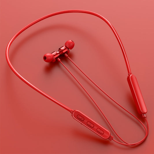 Bluetooth 5.1 Round Wire Neck-mounted Bluetooth Sports Earphone with Magnetic Function(Red) by buy2fix