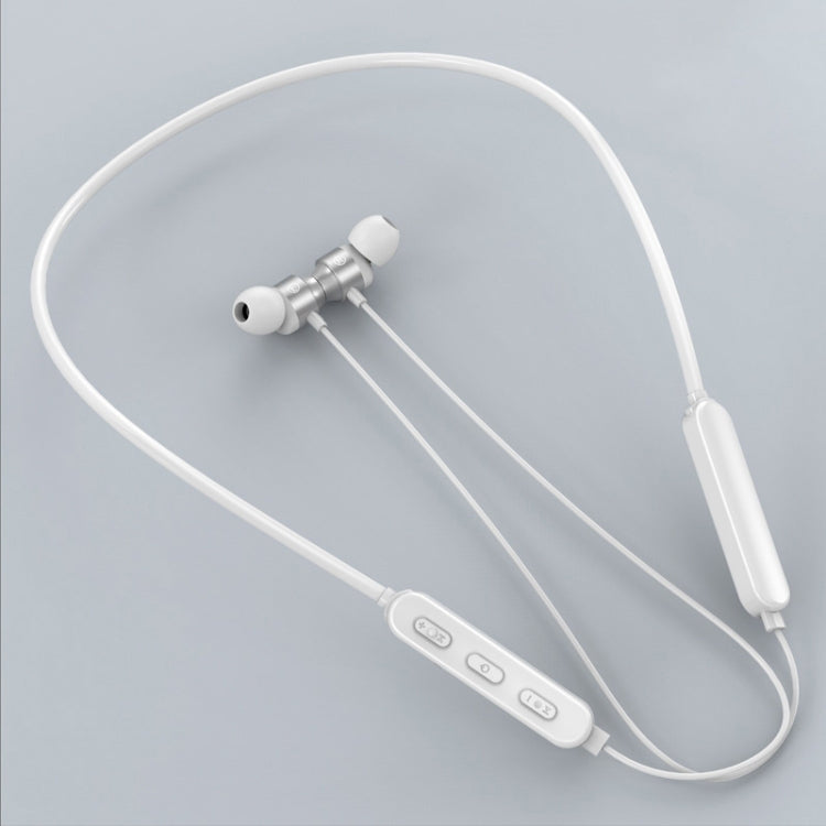 Bluetooth 5.1 Round Wire Neck-mounted Bluetooth Sports Earphone with Magnetic Function(White) by buy2fix
