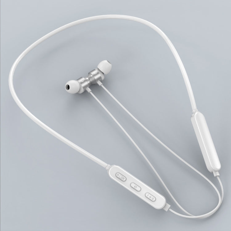 Bluetooth 5.1 Round Wire Neck-mounted Bluetooth Sports Earphone with Magnetic Function(White) by buy2fix