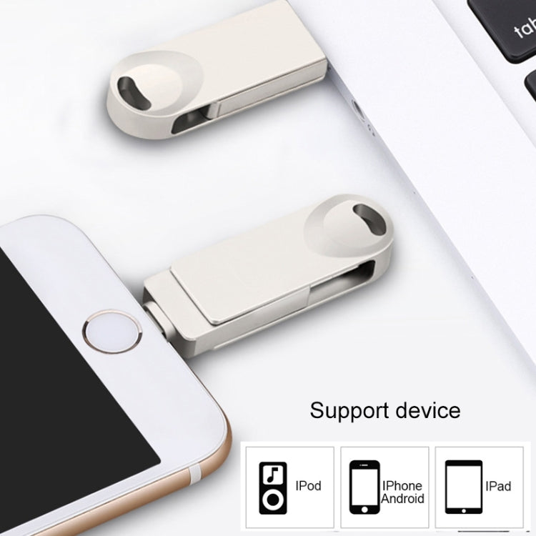 S29 3 in 1 128GB Micro USB + USB + 8 Pin Interface Metal Twister Flash Disk(Silver) by buy2fix
