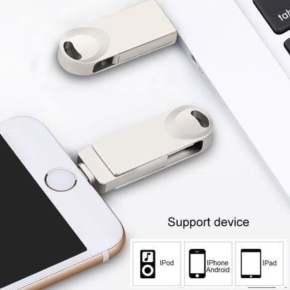 S29 3 in 1 128GB Micro USB + USB + 8 Pin Interface Metal Twister Flash Disk(Silver) by buy2fix