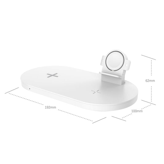 A04 3 in 1 Multi-function Qi Standard Wireless Charger for Mobile Phones & iWatch & AirPods (White) - Wireless Charger by buy2fix | Online Shopping UK | buy2fix