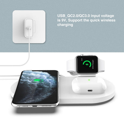 A04 3 in 1 Multi-function Qi Standard Wireless Charger for Mobile Phones & iWatch & AirPods (White) - Wireless Charger by buy2fix | Online Shopping UK | buy2fix
