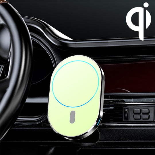 Support de sortie d'air magnétique pour voiture, chargeur sans fil, sortie maximale JJT-968 15W (vert)