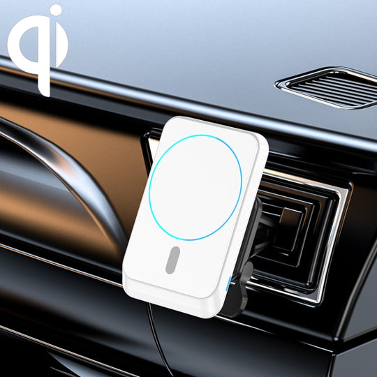 Support de sortie d'air magnétique pour voiture, chargeur sans fil, sortie maximale JJT-969 15W (blanc)