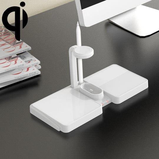 K04 Chargeur sans fil standard Qi 4 en 1 10 W pour téléphones mobiles, iWatch et AirPods (blanc)