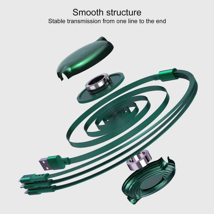 WK WDC-124 3A 3 In 1 8 Pin + Type-C / USB-C + Micro USB Bona Series Telescopic Charging Data Cable, Length: 1.5m (Green) - Multifunction Cable by WK | Online Shopping UK | buy2fix