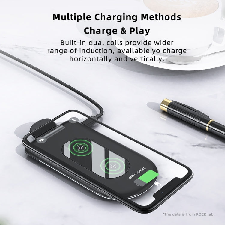 ROCK W30 15W Mobile Phone Wireless Charger Foldable Desktop Holder (Black) - Wireless Charger by ROCK | Online Shopping UK | buy2fix