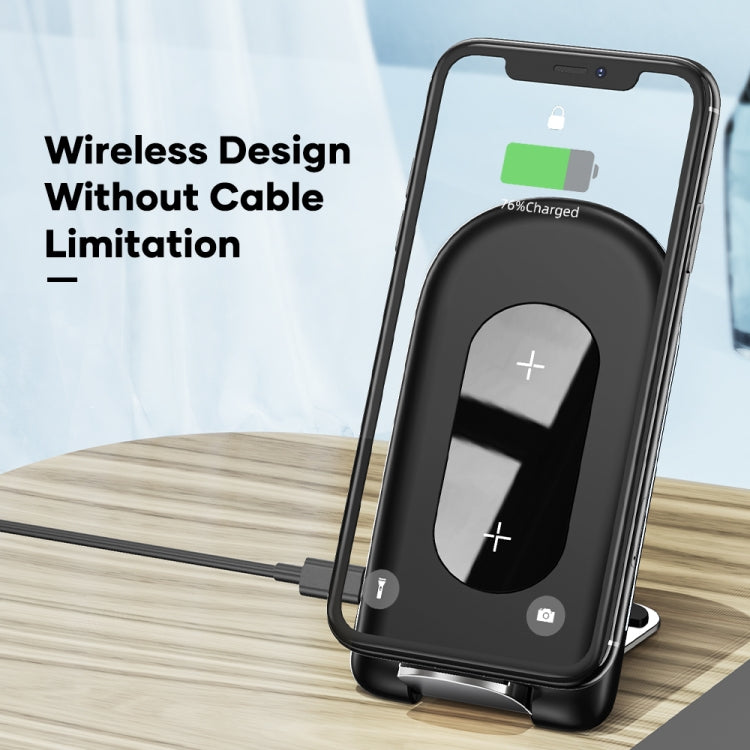 ROCK W30 15W Mobile Phone Wireless Charger Foldable Desktop Holder (Black) - Wireless Charger by ROCK | Online Shopping UK | buy2fix