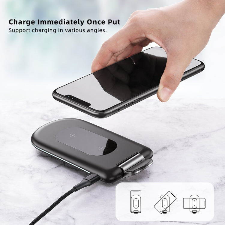 ROCK W30 15W Mobile Phone Wireless Charger Foldable Desktop Holder (Black) - Wireless Charger by ROCK | Online Shopping UK | buy2fix