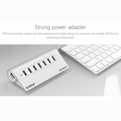 ORICO M3H7-V1 Aluminum Alloy 7 USB 3.0 Ports HUB with 30W Power Adapter - USB HUB by ORICO | Online Shopping UK | buy2fix