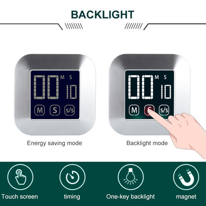 TS-83 Touch Timer Alarm Clock Kitchen Food LCD Large Screen Countdown Electronic Reminder - Digital Countdown by buy2fix | Online Shopping UK | buy2fix