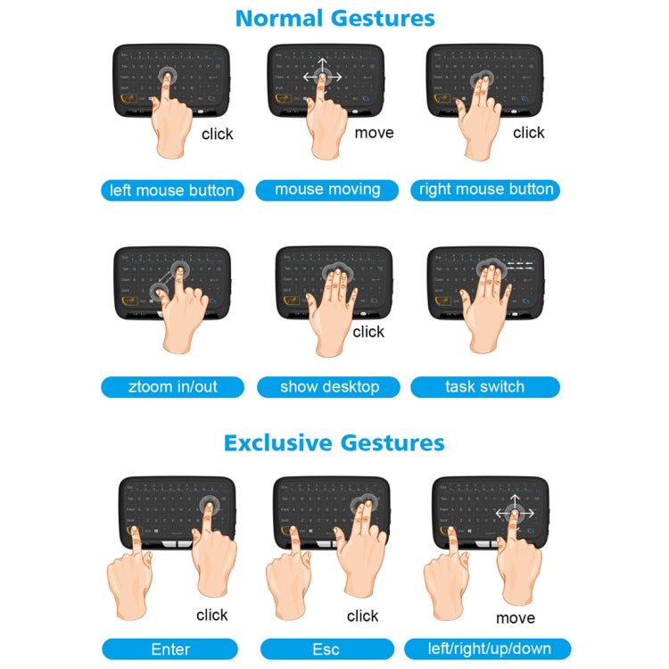 H18 2.4GHz Mini Wireless Air Mouse QWERTY Keyboard with Touchpad / Vibration for PC, TV(Black) by buy2fix