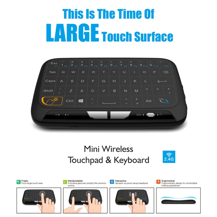H18 2.4GHz Mini Wireless Air Mouse QWERTY Keyboard with Touchpad / Vibration for PC, TV(Black) by buy2fix