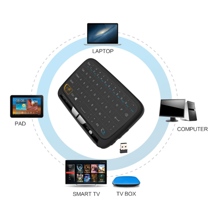 H18 2.4GHz Mini Wireless Air Mouse QWERTY Keyboard with Touchpad / Vibration for PC, TV(Black) by buy2fix
