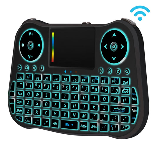 MT08 2.4GHz Mini Wireless Air Mouse QWERTY Keyboard with Colorful Backlight & Touchpad & Multimedia Control for PC, TV(Black) by buy2fix