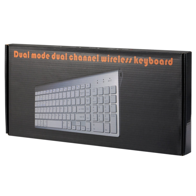 K368 Dual Mode Dual Channel 102 Keys Wireless Bluetooth Keyboard for Laptop, Notebook, Tablet and Smartphones, Support Android / iOS / Windows or An Updated Version(Silver) by buy2fix