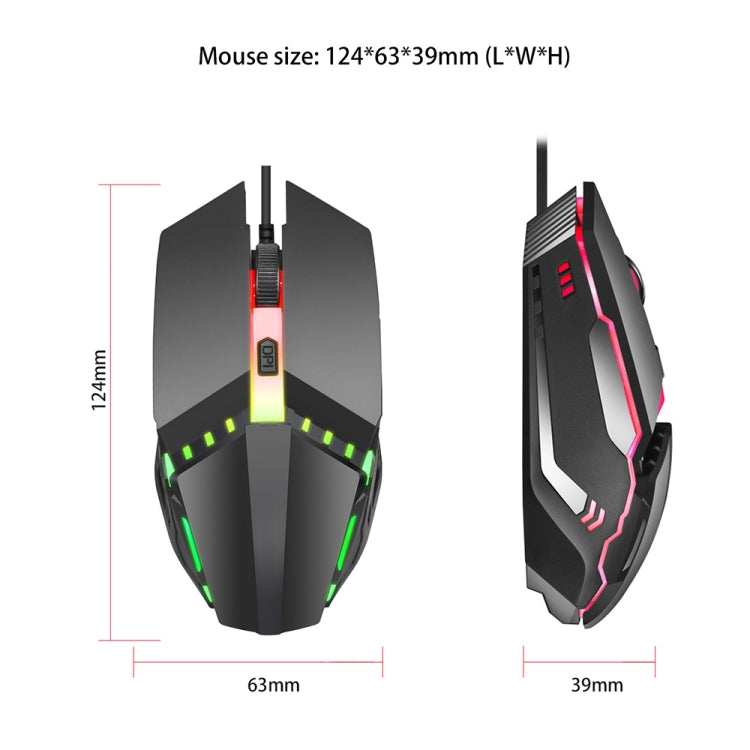 HXSJ S200 USB2.0 1600dpi Adjustable 4-Keys Colorful Glowing Wired Gaming Mouse, Length: 1.5m by buy2fix