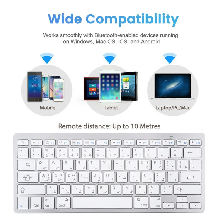 WB-8022 Ultra-thin Wireless Bluetooth Keyboard, Arabic Keys(Silver) by buy2fix