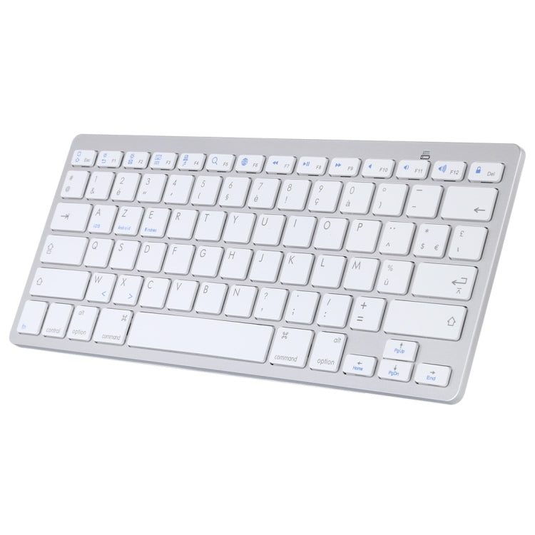 WB-8022 Ultra-thin Wireless Bluetooth Keyboard for iPad, Samsung, Huawei, Xiaomi, Tablet PCs or Smartphones, French Keys(Silver) by buy2fix