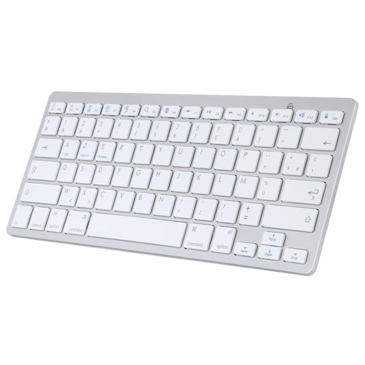WB-8022 Ultra-thin Wireless Bluetooth Keyboard for iPad, Samsung, Huawei, Xiaomi, Tablet PCs or Smartphones, French Keys(Silver) by buy2fix