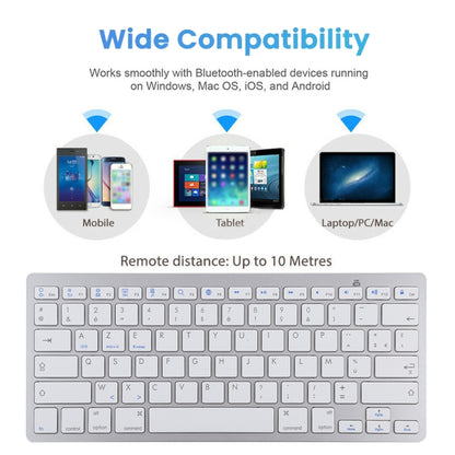 WB-8022 Ultra-thin Wireless Bluetooth Keyboard for iPad, Samsung, Huawei, Xiaomi, Tablet PCs or Smartphones, French Keys(Silver) by buy2fix