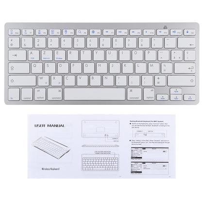 WB-8022 Ultra-thin Wireless Bluetooth Keyboard for iPad, Samsung, Huawei, Xiaomi, Tablet PCs or Smartphones, French Keys(Silver) by buy2fix