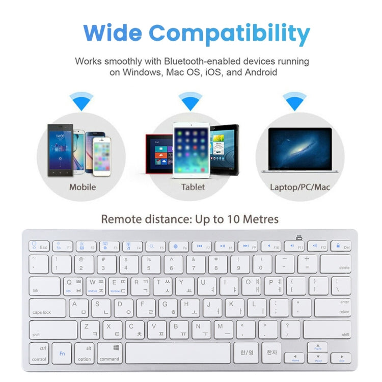 WB-8022 Ultra-thin Wireless Bluetooth Keyboard for iPad, Samsung, Huawei, Xiaomi, Tablet PCs or Smartphones, Ko Language Keys(Silver) by buy2fix