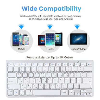 WB-8022 Ultra-thin Wireless Bluetooth Keyboard for iPad, Samsung, Huawei, Xiaomi, Tablet PCs or Smartphones, Ko Language Keys(Silver) by buy2fix