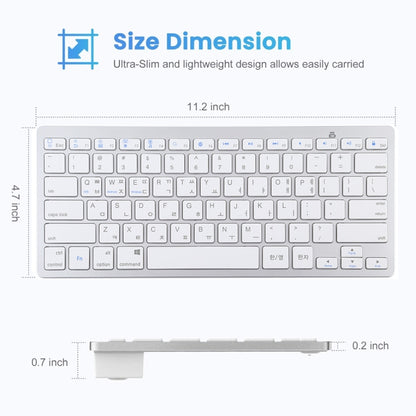 WB-8022 Ultra-thin Wireless Bluetooth Keyboard for iPad, Samsung, Huawei, Xiaomi, Tablet PCs or Smartphones, Ko Language Keys(Silver) by buy2fix