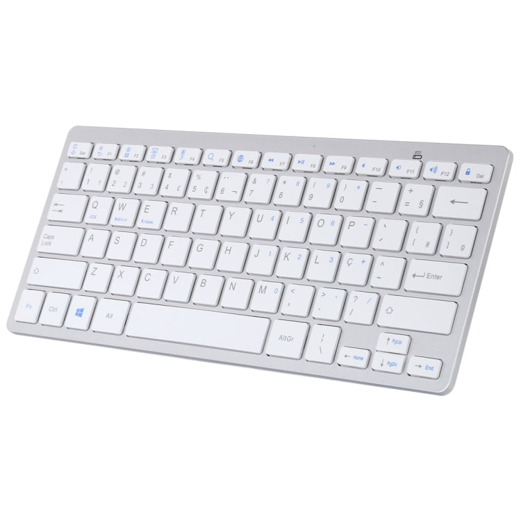 WB-8022 Ultra-thin Wireless Bluetooth Keyboard, Portuguese Keys(Silver) by buy2fix