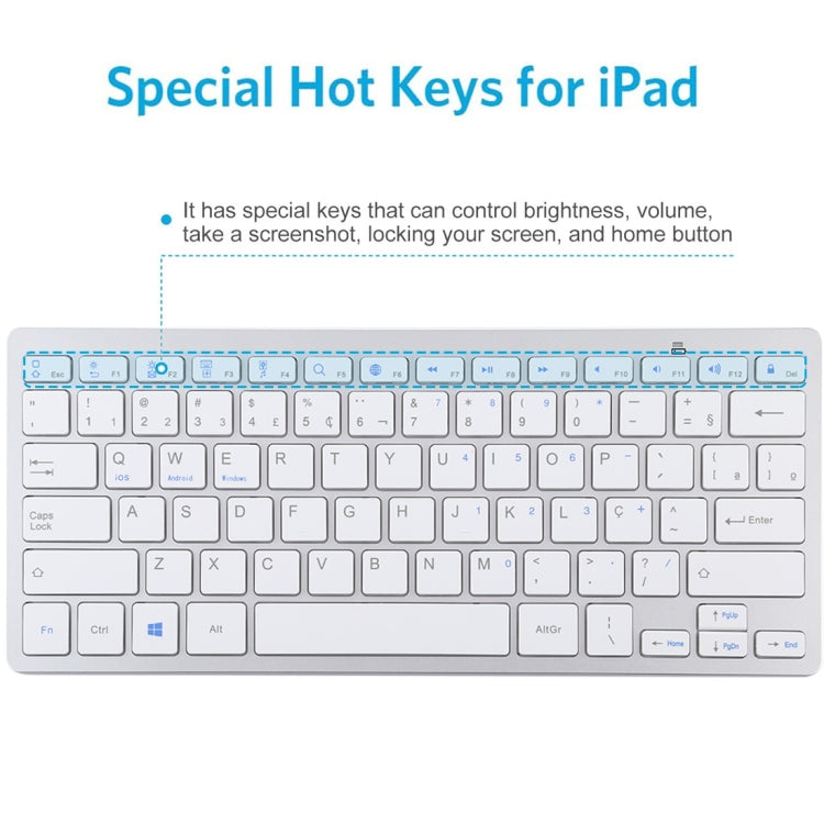 WB-8022 Ultra-thin Wireless Bluetooth Keyboard, Portuguese Keys(Silver) by buy2fix