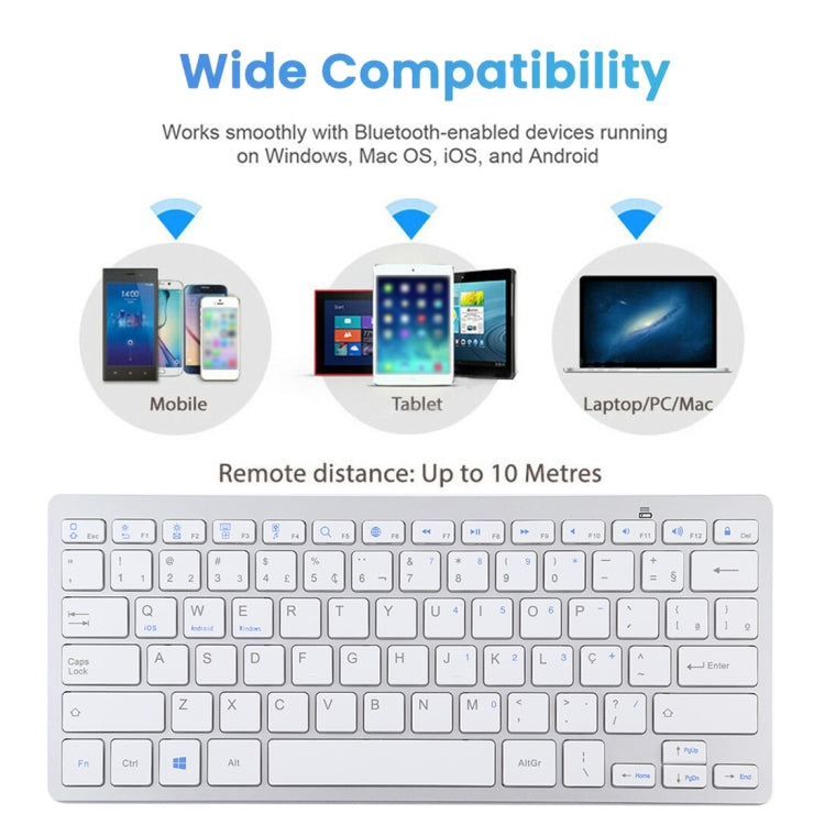 WB-8022 Ultra-thin Wireless Bluetooth Keyboard, Portuguese Keys(Silver) by buy2fix