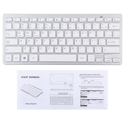 WB-8022 Ultra-thin Wireless Bluetooth Keyboard, Portuguese Keys(Silver) by buy2fix