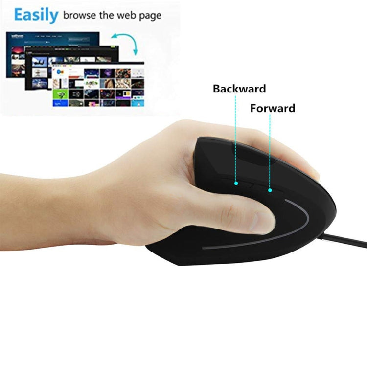 CM0093 Wired Version 2.4GHz Three-button Vertical Mouse for Left-hand, Resolution: 1000DPI / 1200DPI / 1600DPI, Cable Length：1.7m(Black) by buy2fix