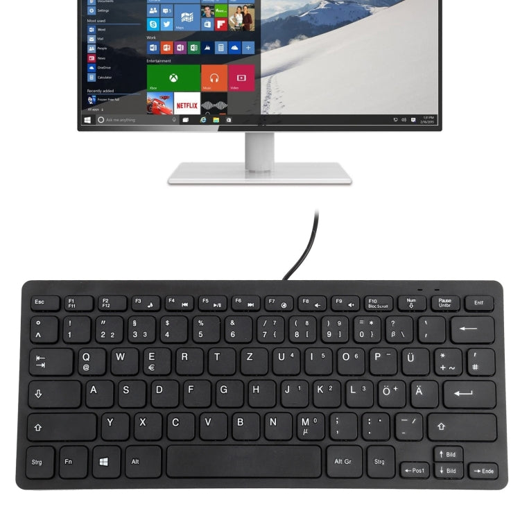 TT-A01 Ultra-thin Design Mini Wired Keyboard, German Version (Black) by buy2fix