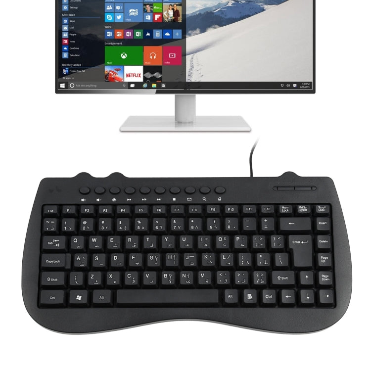 KB-301B Multimedia Notebook Mini Wired Keyboard, Arabic Version (Black) by buy2fix