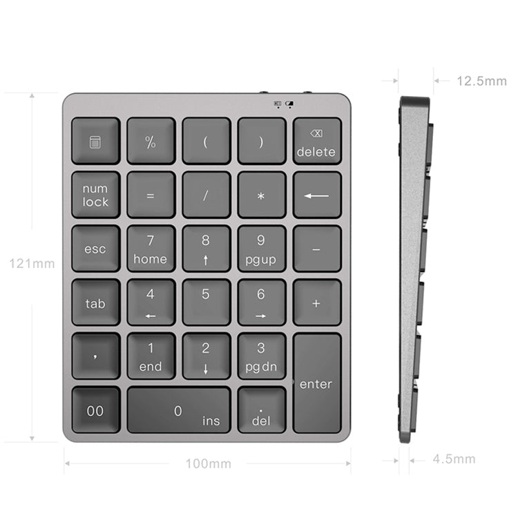 N960 Ultra-thin Universal Aluminum Alloy Rechargeable Wireless Bluetooth Numeric Keyboard (Silver) by buy2fix