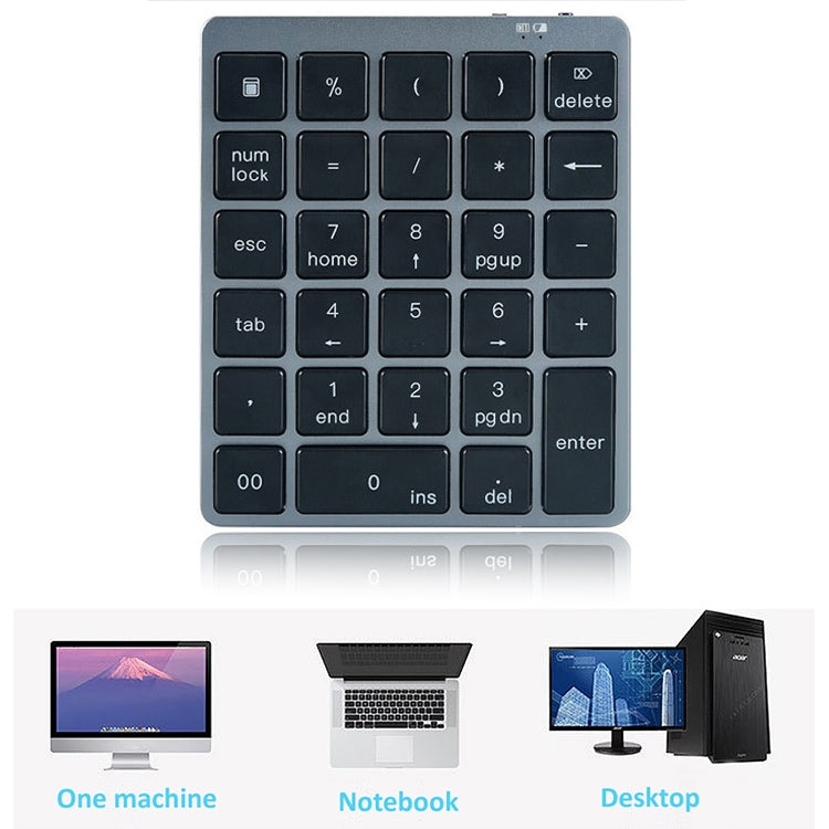 N970 Pro Dual Modes Aluminum Alloy Rechargeable Wireless Bluetooth Numeric Keyboard with USB HUB (Grey) by buy2fix