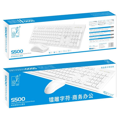 ZGB S500 Square Keycap Wired Keyboard + Mouse Set (White) by Chasing Leopard